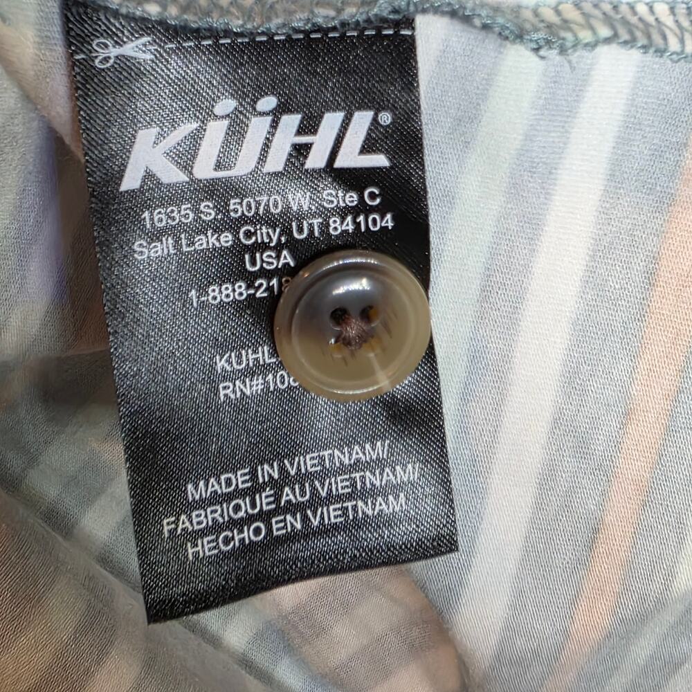 Kuhl Solstice Tank Top Henley Stripe Sz Large Blue Green Shirt Buttons Stretch - Picture 13 of 15